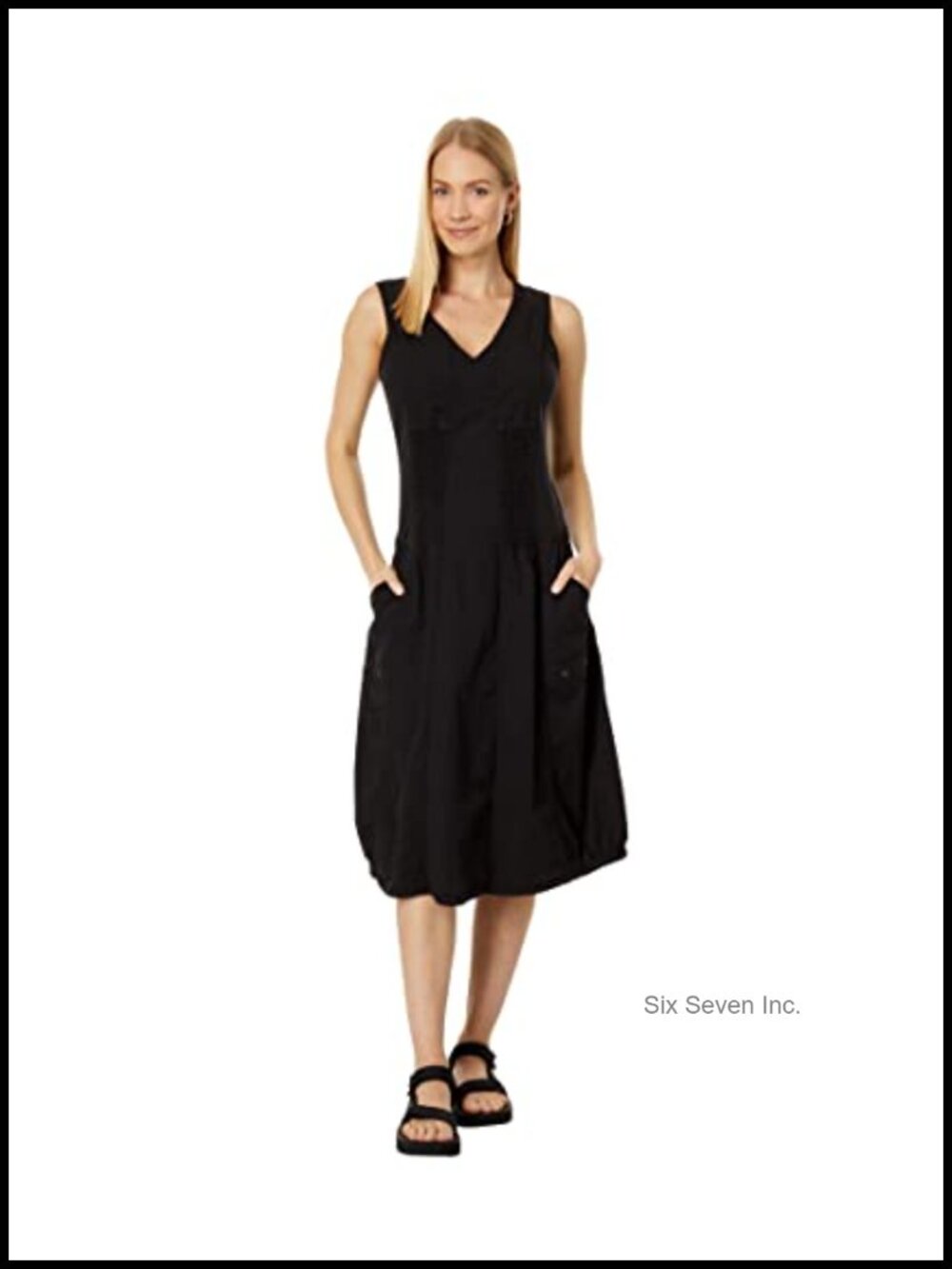 XCVI Gibbon Tank Dress Sleeveless Midi Casual V-Neck A-Line